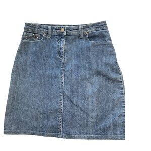 Denver Hayes Jean Skirt, Mid Weight, Mid Wash